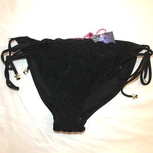 Brand New South Beach Black Crochet Bikini Bottoms